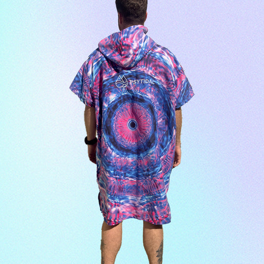 Psychedelic Blur Beach Change Towel with Pockets