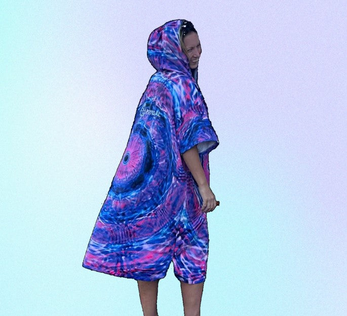 Psychedelic Blur Beach Change Towel with Pockets